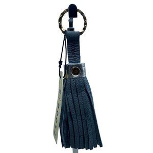 NWT Floor 9 Gray Faux Leather Tassel Key Chain 6" Long